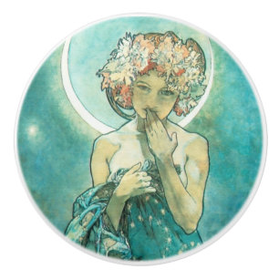 Alphonse Mucha Moonlight Clair de Lune Art Nouveau Keramische Knop