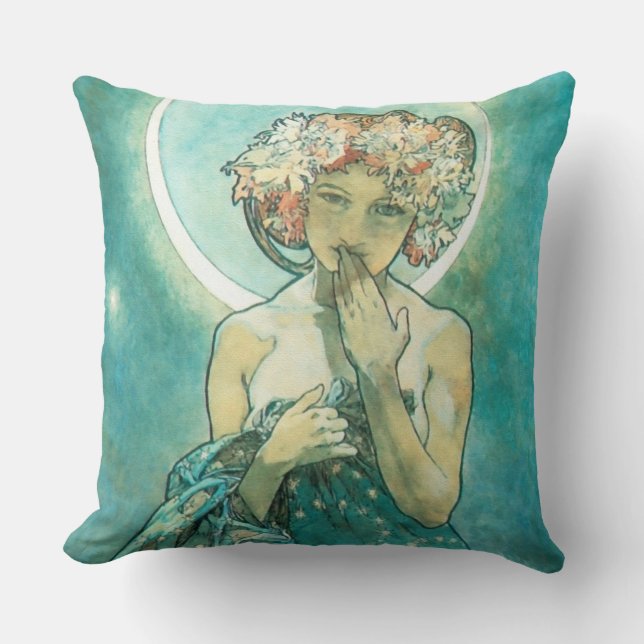 Alphonse Mucha Moonlight Clair de Lune Art Nouveau Kussen (Voorkant)