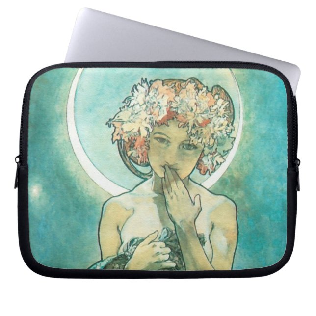 Alphonse Mucha Moonlight Clair de Lune Art Nouveau Laptop Sleeve (Voorkant)