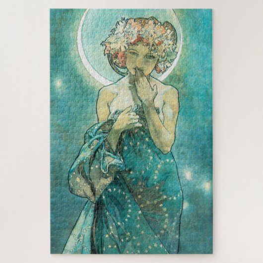 Alphonse Mucha Moonlight Clair de Lune Art Nouveau Legpuzzel (Verticaal)