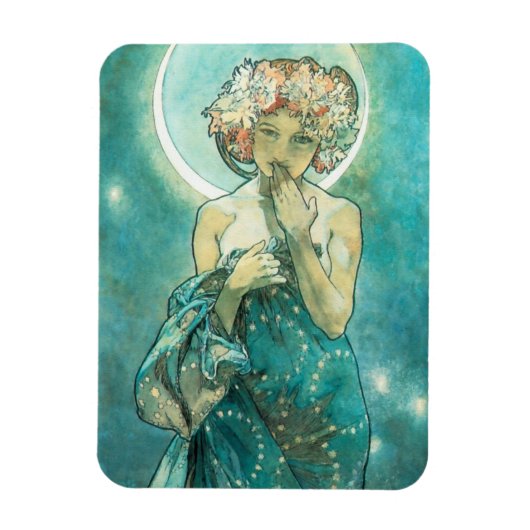 Alphonse Mucha Moonlight Clair de Lune Art Nouveau Magneet (Verticaal)
