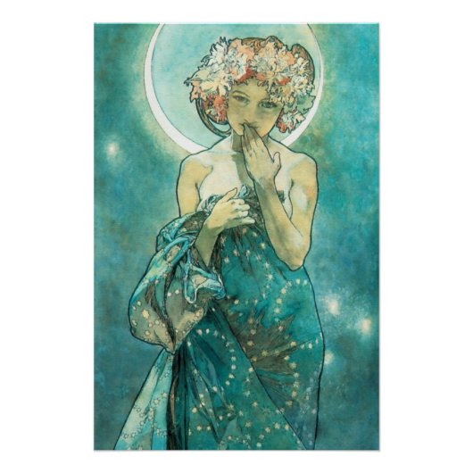 Alphonse Mucha Moonlight Clair de Lune Art Nouveau Poster (Voorkant)