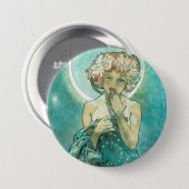 Alphonse Mucha Moonlight Clair de Lune Art Nouveau Ronde Button 7,6 Cm (Voorkant /achterkant)