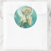 Alphonse Mucha Moonlight Clair de Lune Art Nouveau Ronde Sticker (Tas)