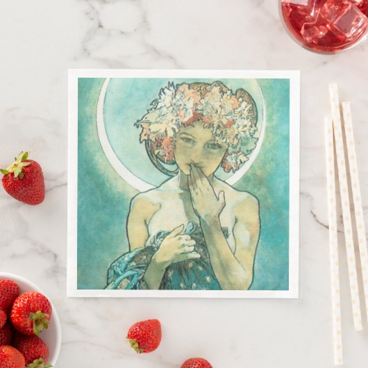Alphonse Mucha Moonlight Clair de Lune Art Nouveau Servetten (Insitu)