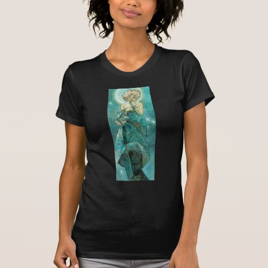 Alphonse Mucha Moonlight Clair de Lune Art Nouveau T-shirt (Voorkant)
