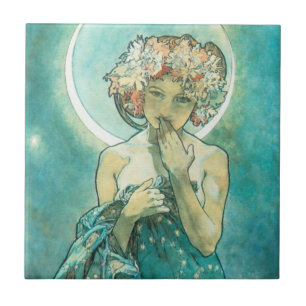 Alphonse Mucha Moonlight Clair de Lune Art Nouveau Tegeltje