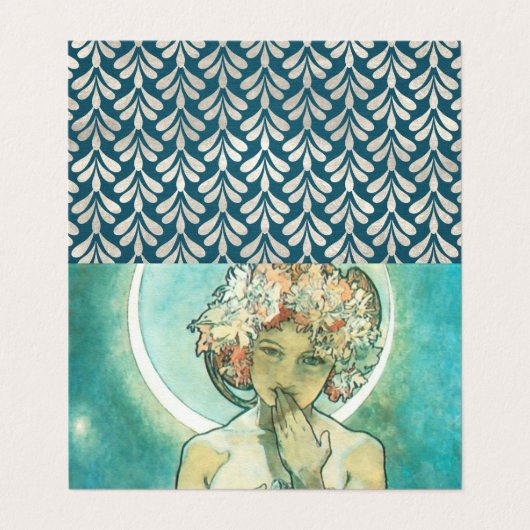 Alphonse Mucha Moonlight Clair de Lune Art Nouveau Visitekaartje (Buitenkant ongevouwen)
