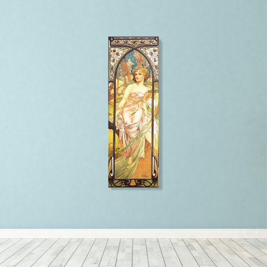 Alphonse Mucha, Morning Awakening Canvas Afdruk (Insitu (Houten vloer))