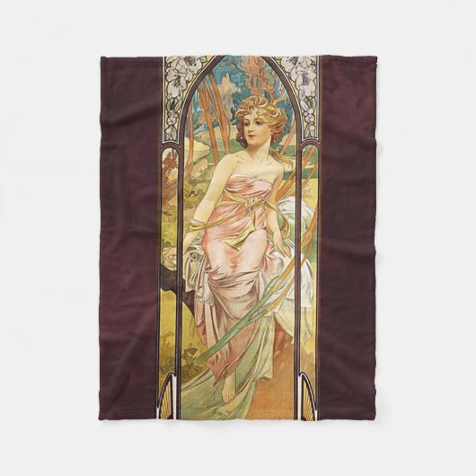 Alphonse Mucha, Morning Awakening Fleece Deken (Voorkant)