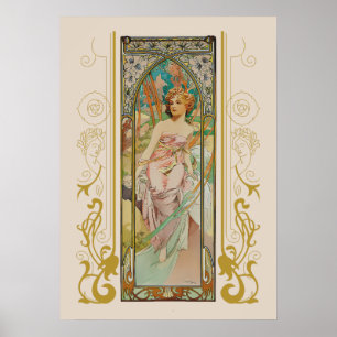 Alphonse Mucha - Morning Awakening Poster