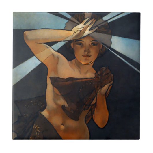 Alphonse Mucha Morning Star Tile Tegeltje (Voorkant)
