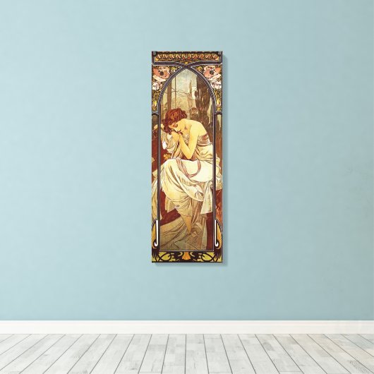 Alphonse Mucha, nachtrust Canvas Afdruk (Insitu (Houten vloer))