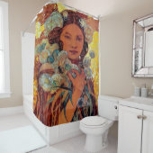 Alphonse Mucha - Native American Woman Douchegordijn (In situ)
