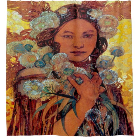 Alphonse Mucha - Native American Woman Douchegordijn (Voorkant)