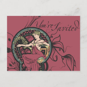 Alphonse Mucha nodigt uit Uitnodiging Briefkaart