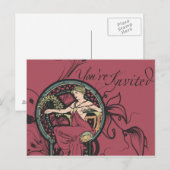 Alphonse Mucha nodigt uit Uitnodiging Briefkaart (Voorkant / Achterkant)