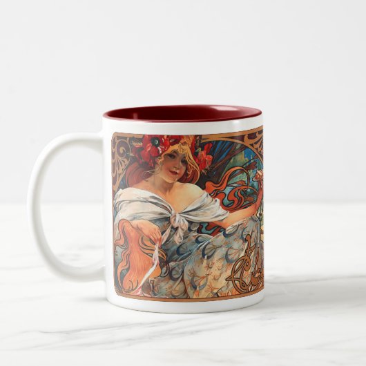 Alphonse Mucha Nouveau Biscuit Lady Coffee Mok (Links)