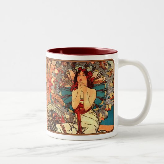 Alphonse Mucha Nouveau Lady Coffee Mok (Rechts)
