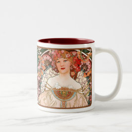 Alphonse Mucha Nouveau Lady Coffee Mok in Pinks