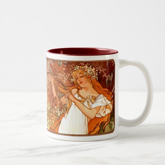 Alphonse Mucha Nouveau Spring Lady Coffee Cup Mok (Rechts)