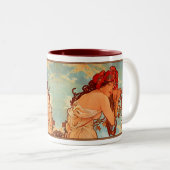 Alphonse Mucha Nouveau Summer Lady Coffee Cup Mok (Voorkant rechts)