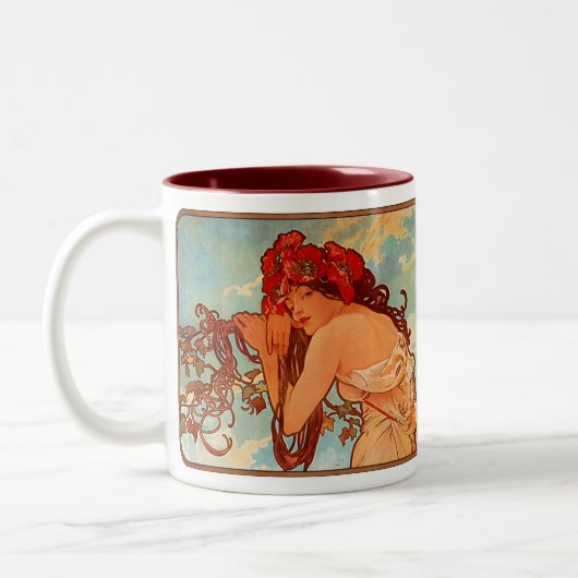 Alphonse Mucha Nouveau Summer Lady Coffee Cup Mok (Links)