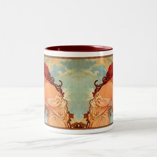 Alphonse Mucha Nouveau Summer Lady Coffee Cup Mok (Center)