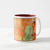 Alphonse Mucha Nouveau Winter Lady Coffee Cup Mok (Voorkant rechts)