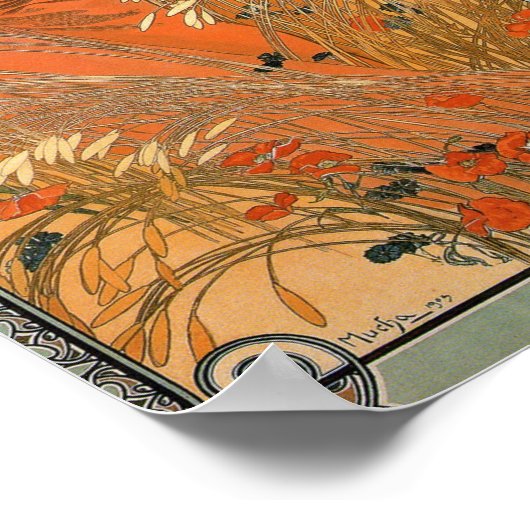 Alphonse Mucha Painting - Voman Holding Flowers Poster (Hoek)