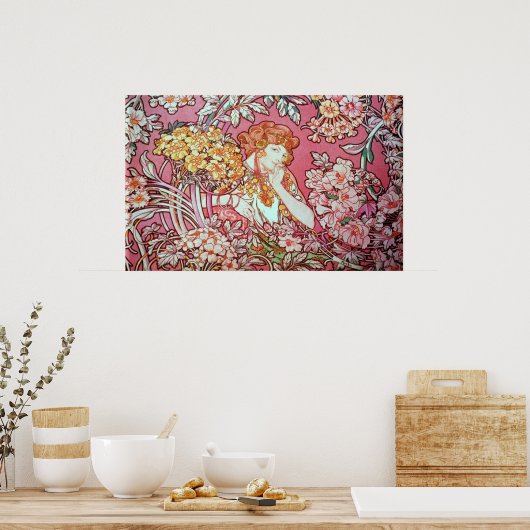 Alphonse Mucha. Parmi Les Fleurs 1900 Poster (Keuken)