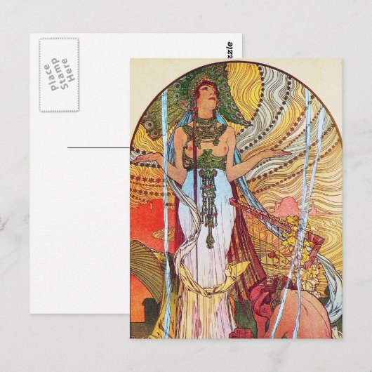 Alphonse Mucha Peacock art Briefkaart (Voorkant / Achterkant)