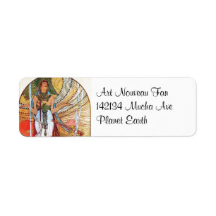 Alphonse Mucha Peacock art Etiket