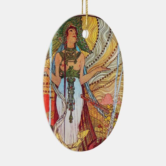 Alphonse Mucha Peacock art Keramisch Ornament (Rechts)