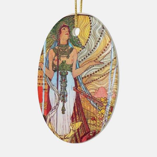 Alphonse Mucha Peacock art Keramisch Ornament (Links)