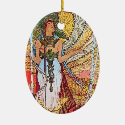 Alphonse Mucha Peacock art Keramisch Ornament (Voorkant)