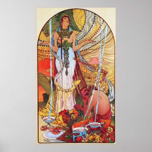 Alphonse Mucha Peacock art Poster (Voorkant)