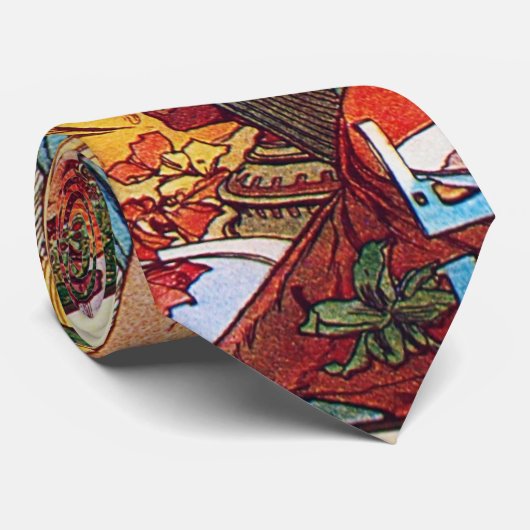 Alphonse Mucha Peacock art Stropdas (Opgerold)