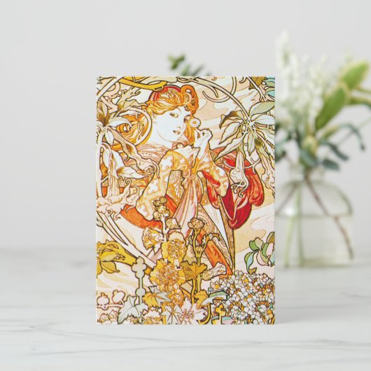 Alphonse Mucha - Peonies Bedankkaart (Staand voorkant)