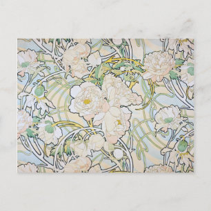 Alphonse Mucha Peonies Briefkaart
