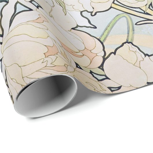 Alphonse Mucha Peonies Cadeaupapier (Rol Hoek)