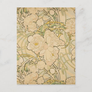 Alphonse Mucha Peonies Peony Rozen Fawn 1897 Briefkaart