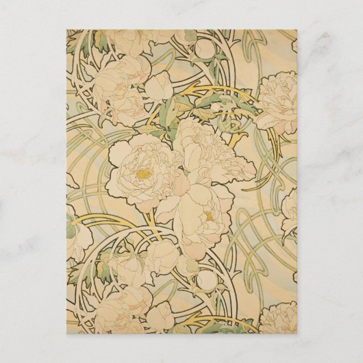 Alphonse Mucha Peonies Peony Rozen Fawn 1897 Briefkaart (Voorkant)