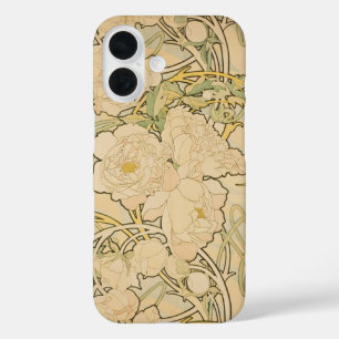 Alphonse Mucha Peonies Peony Rozen Fawn 1897 iPhone 16 Hoesje