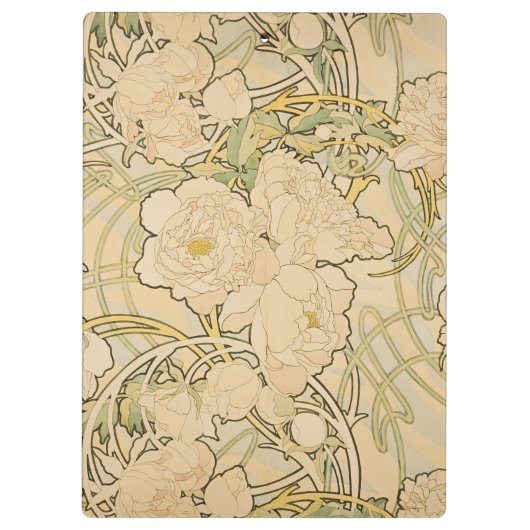 Alphonse Mucha Peonies Peony Rozen Fawn 1897 Klembord (Achterkant)