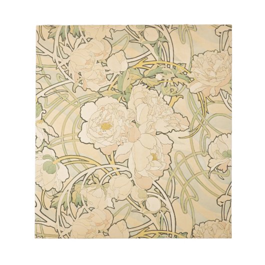 Alphonse Mucha Peonies Peony Rozen Fawn 1897 Notitieblok (Voorkant)