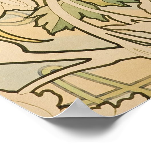 Alphonse Mucha Peonies Peony Rozen Fawn 1897 Poster (Hoek)