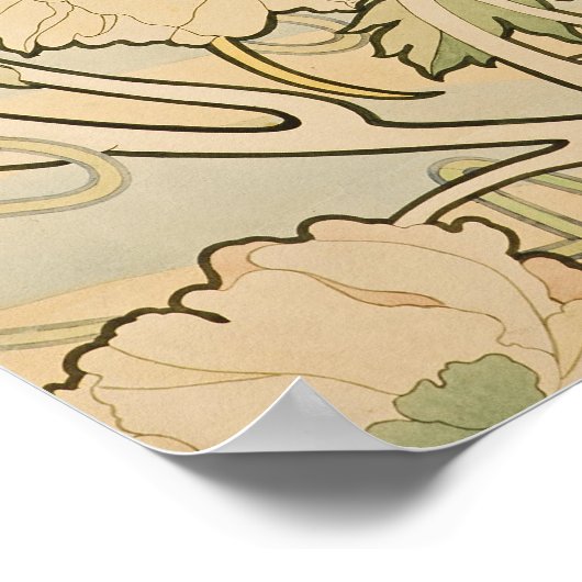 Alphonse Mucha Peonies Peony Rozen Fawn 1897 Poster (Hoek)