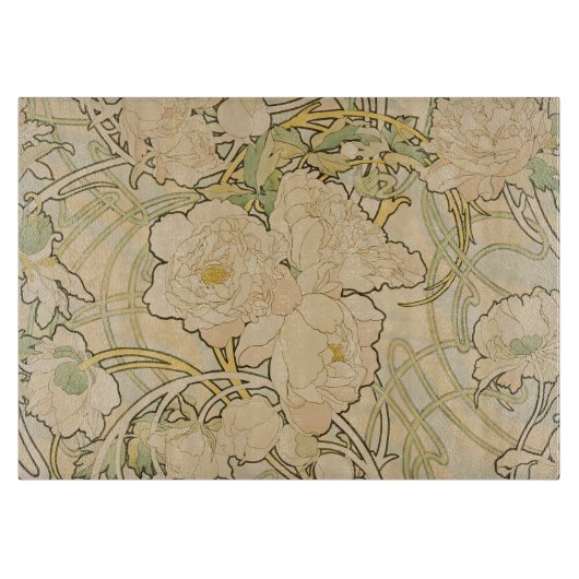 Alphonse Mucha Peonies Peony Rozen Fawn 1897 Snijplank (Voorkant)