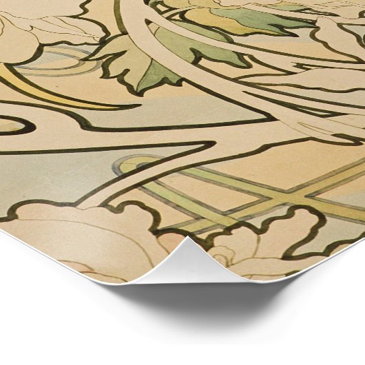 Alphonse Mucha - Peonies Perfect Poster (Hoek)